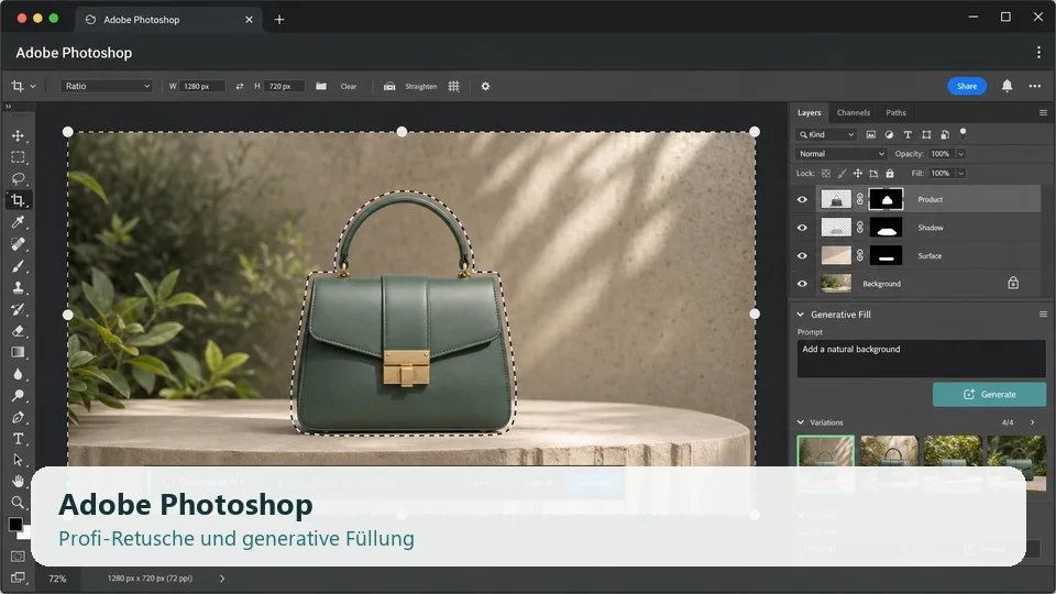 Adobe Photoshop mit KI-Bildbearbeitung
