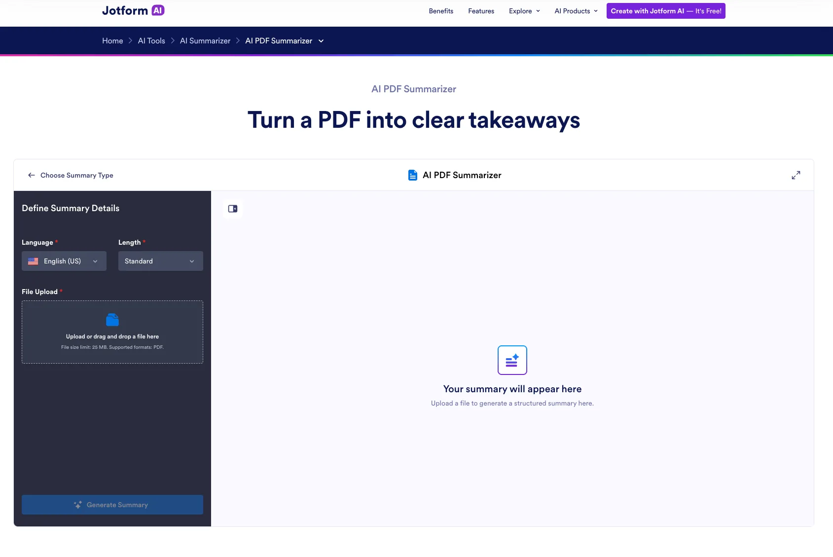 jotform ai pdf summarizer