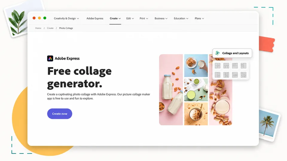 Adobe Express photo collage generator official product page