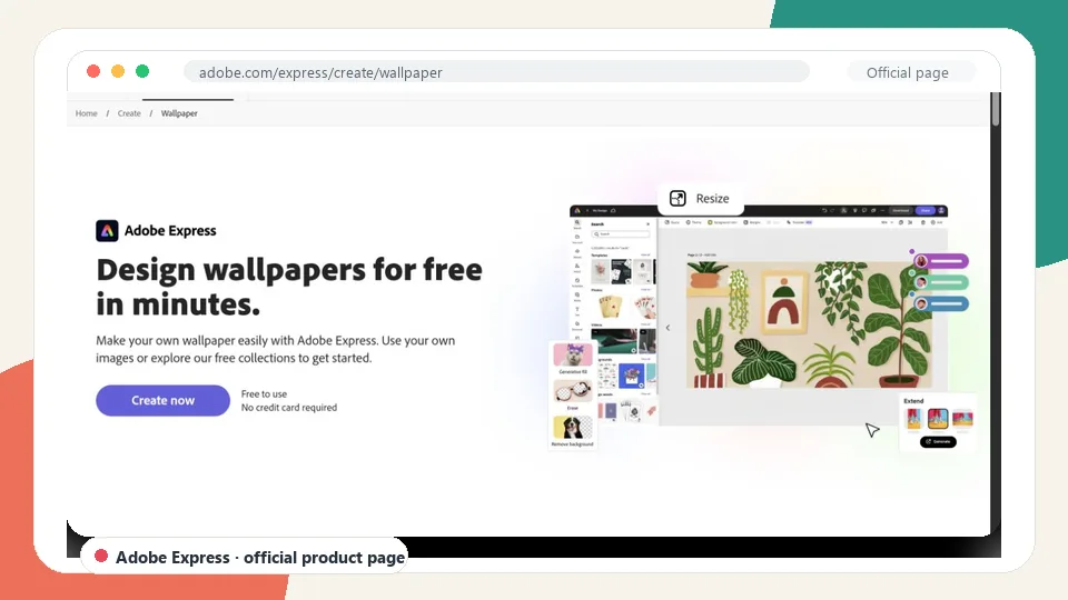 Adobe Express Wallpaper Maker official product page