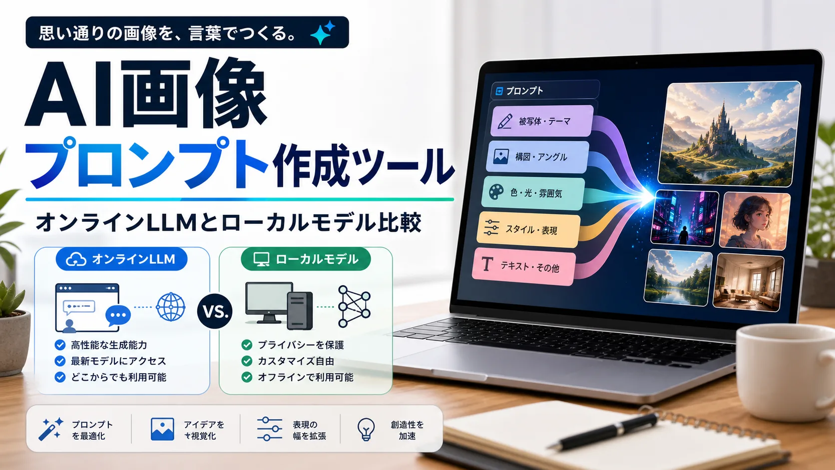 AI画像プロンプト作成ツール オンラインLLMとローカルモデル比較