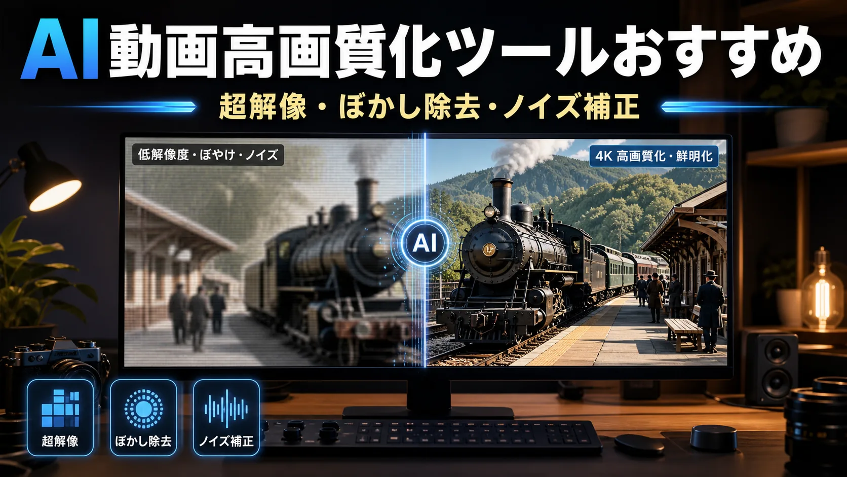 AI動画高画質化ツールおすすめのカバー画像