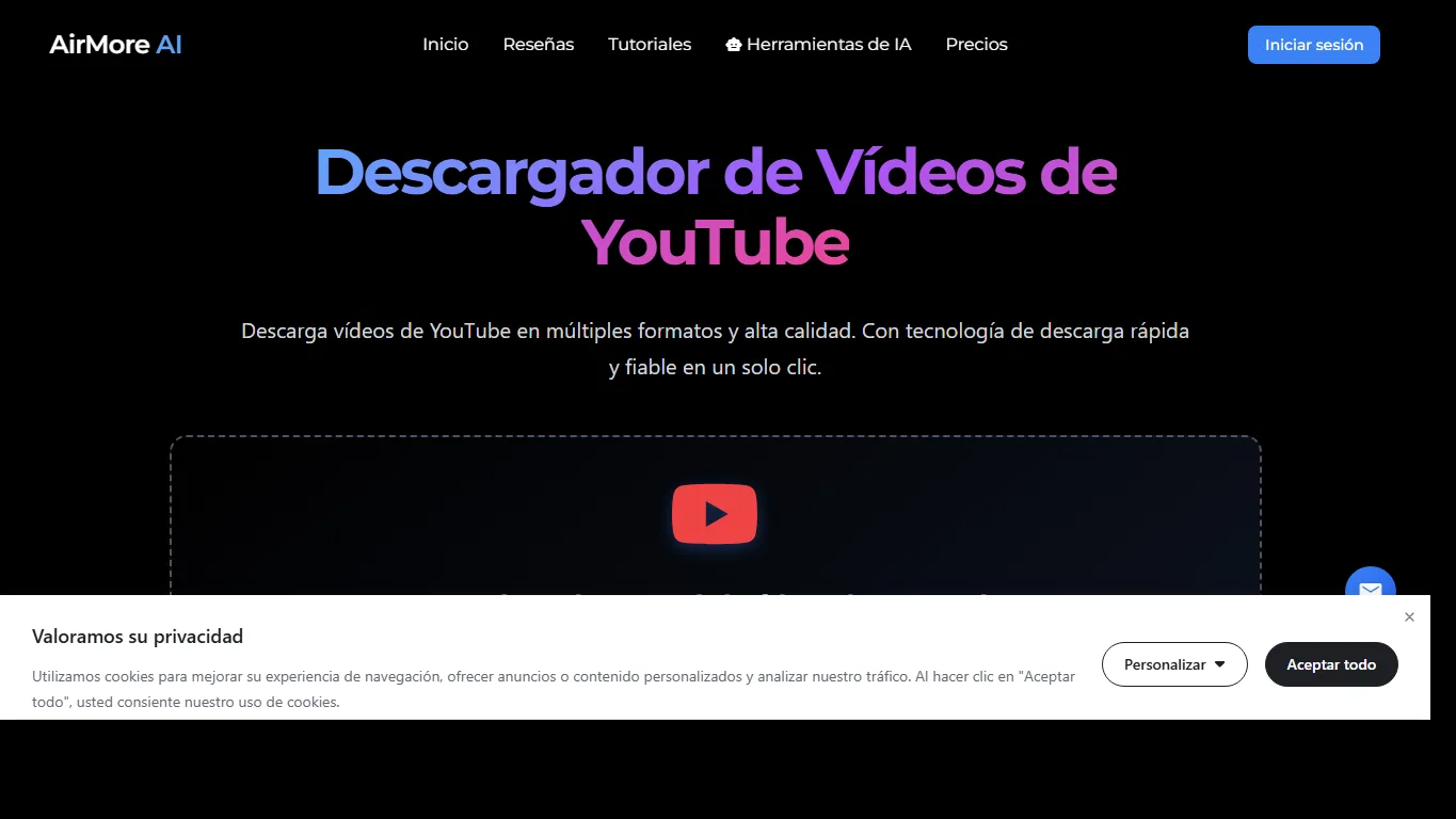AirMore AI Descargador de YouTube en español
