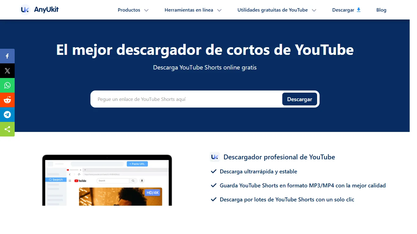 AnyUkit YouTube Shorts Downloader en español