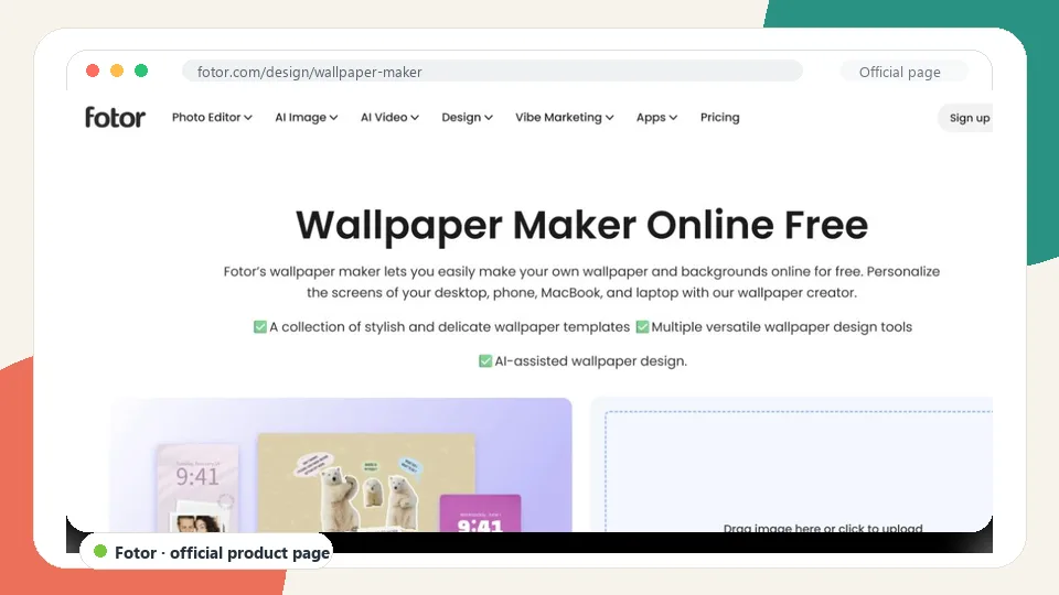 Fotor Wallpaper Maker official product page