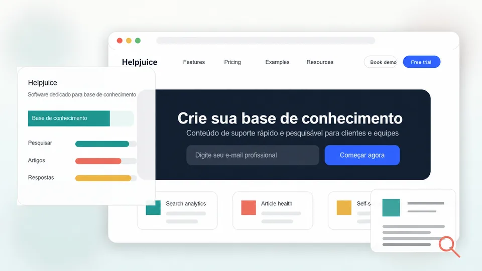 Helpjuice em português para criar uma base de conhecimento pesquisável