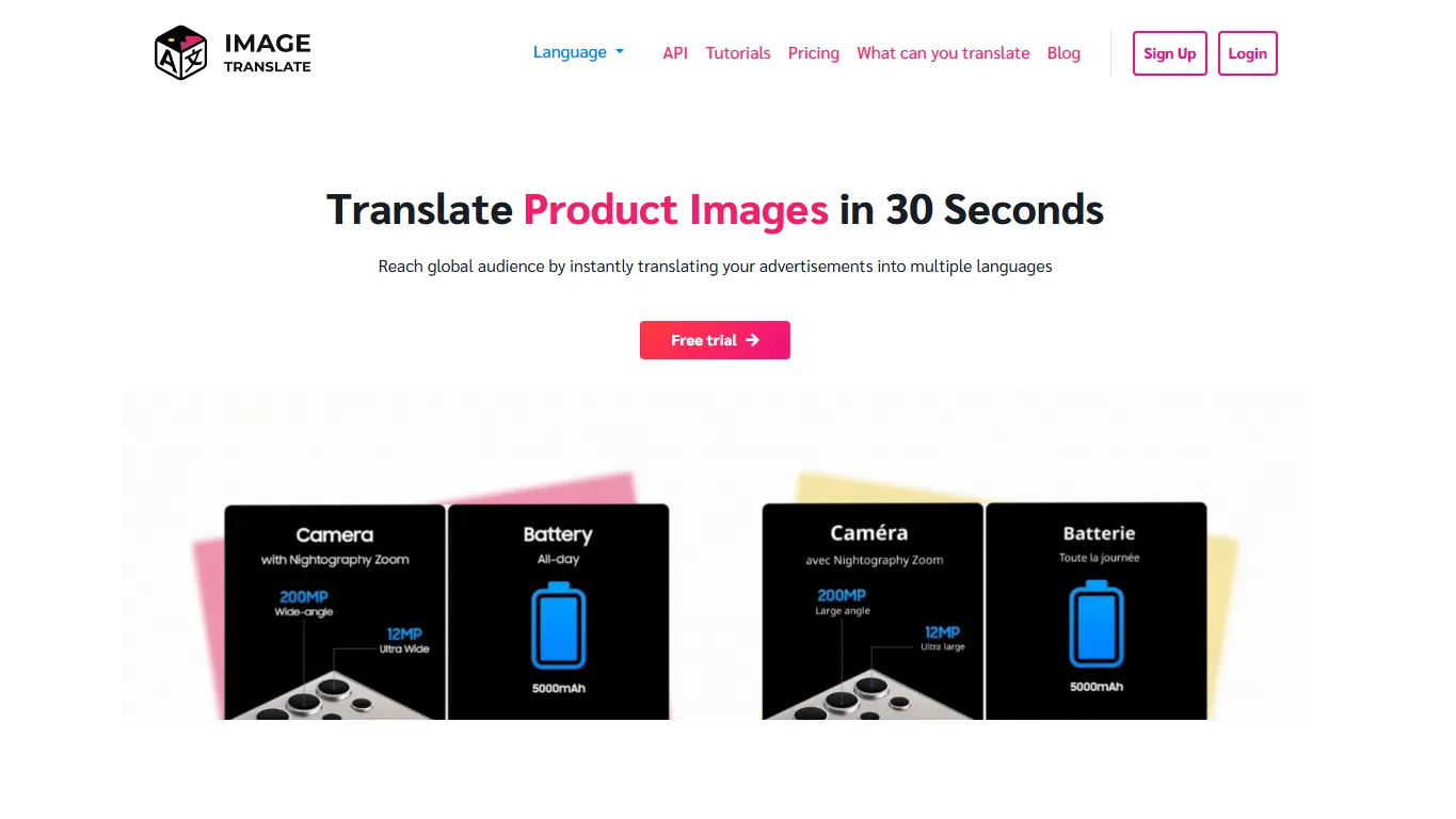 ImageTranslate 官方網站畫面