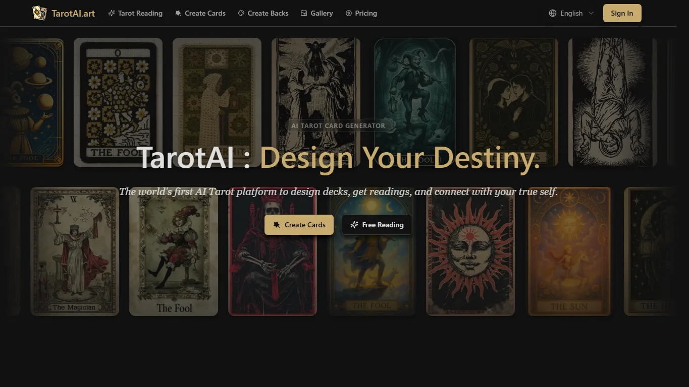 TarotAI.artのAIタロット画面