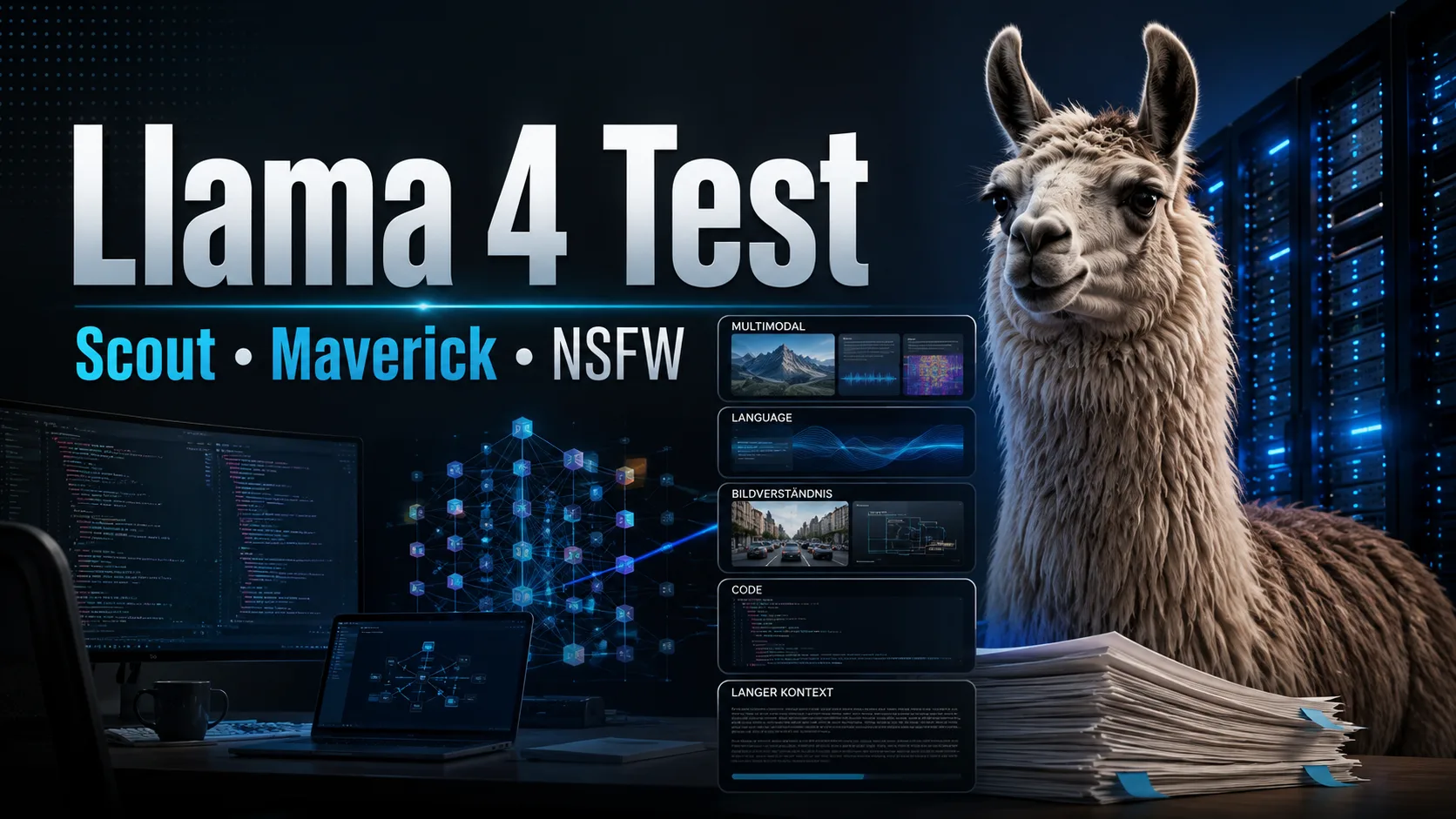 Titelbild zum Llama 4 Test mit Scout, Maverick und NSFW