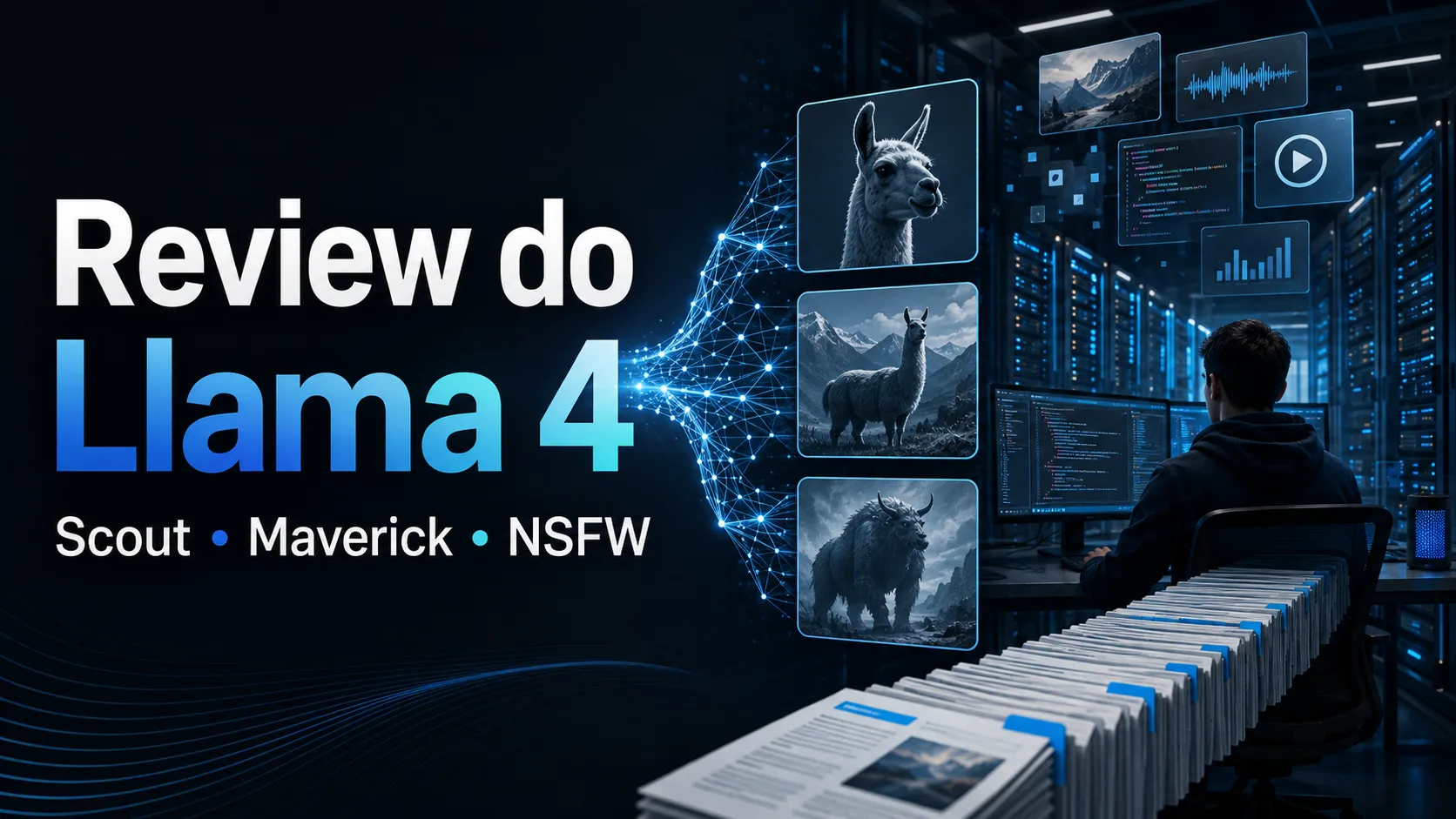Capa do review do Llama 4 com Scout, Maverick e NSFW