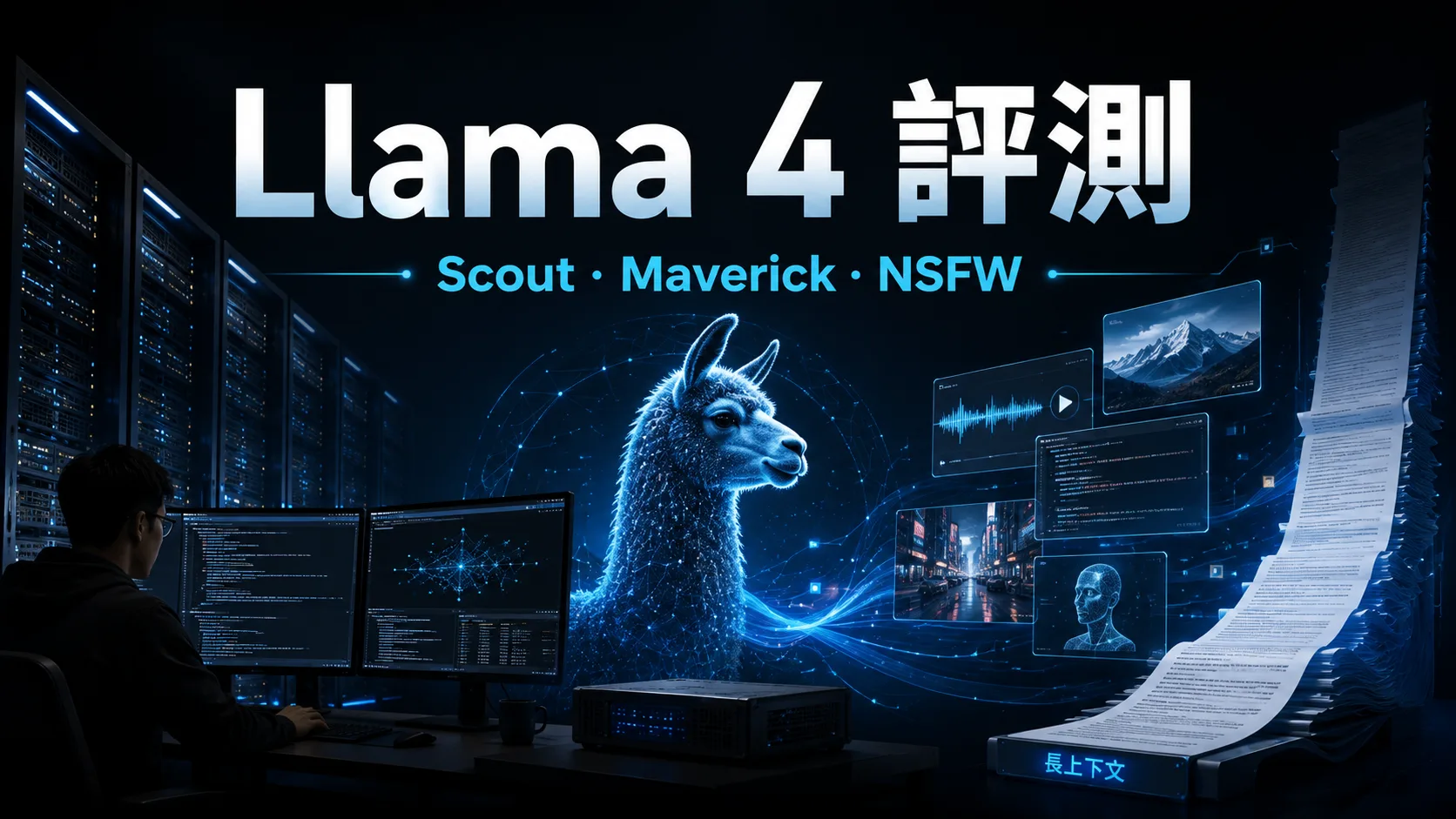 Llama 4 評測封面，包含 Scout、Maverick 與 NSFW 政策