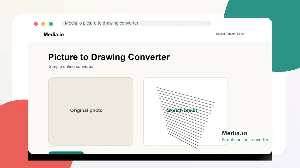 Media.io picture to drawing converter interface