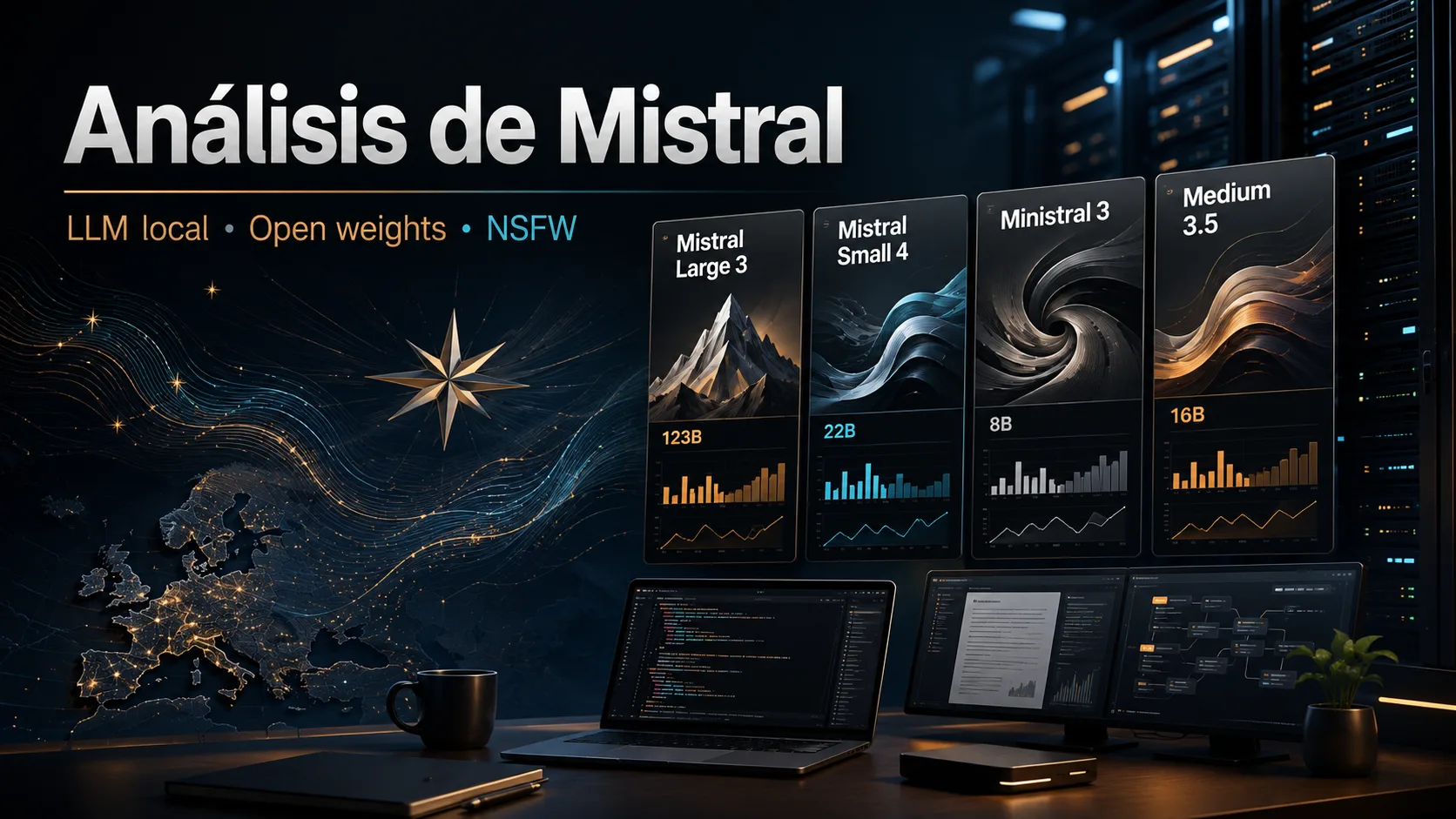 Portada del análisis de Mistral AI con LLM local, open weights y NSFW