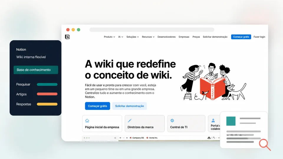Notion em português para wiki interna e base de conhecimento flexível