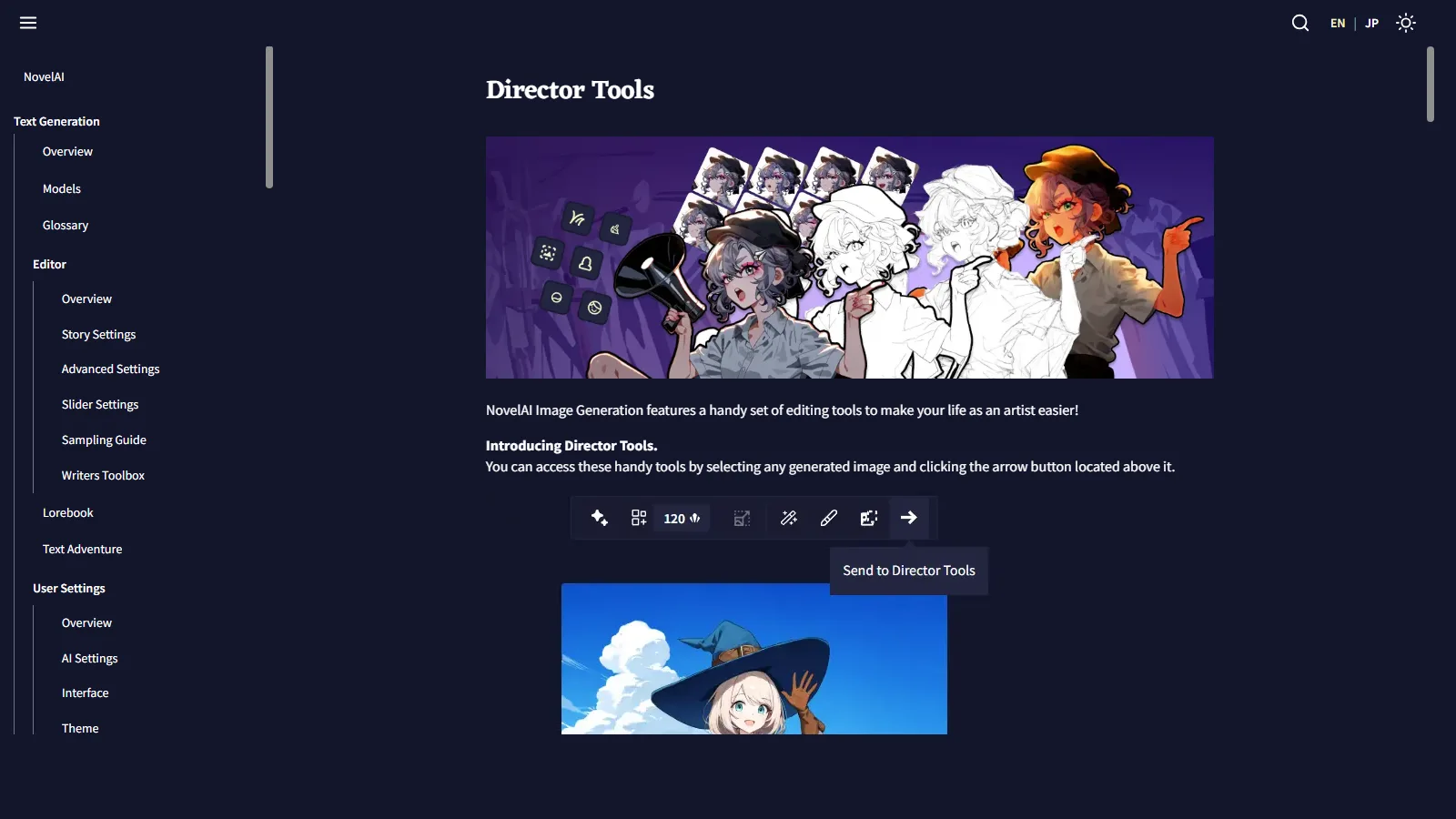 NovelAI Director Tools 官方文件頁面