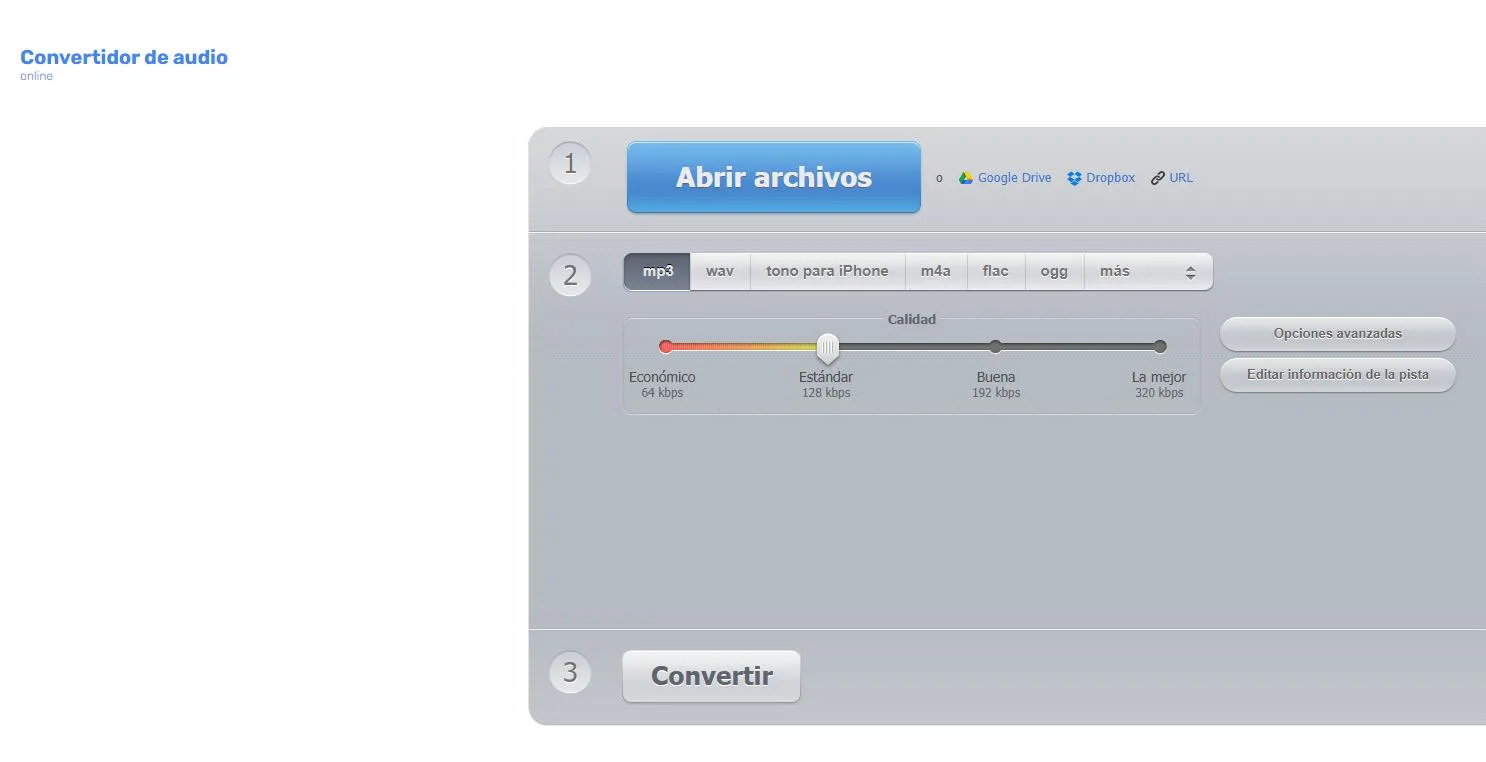 Captura de Online Audio Converter en español
