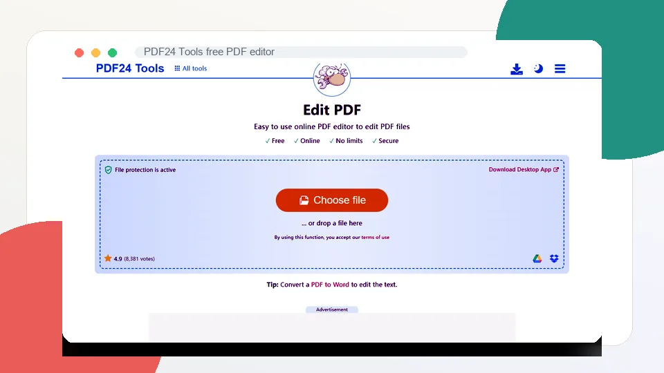 PDF24 Tools free PDF editor interface