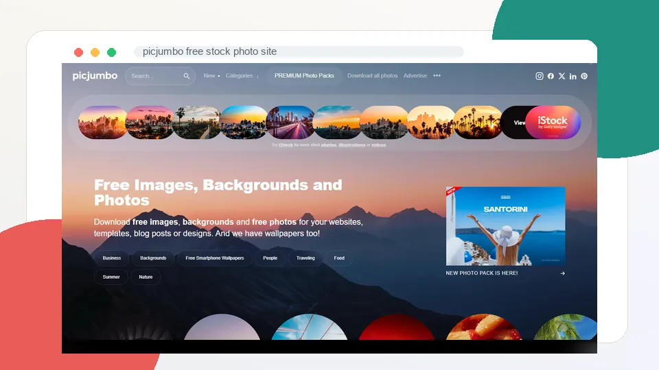 picjumbo free stock photo site interface