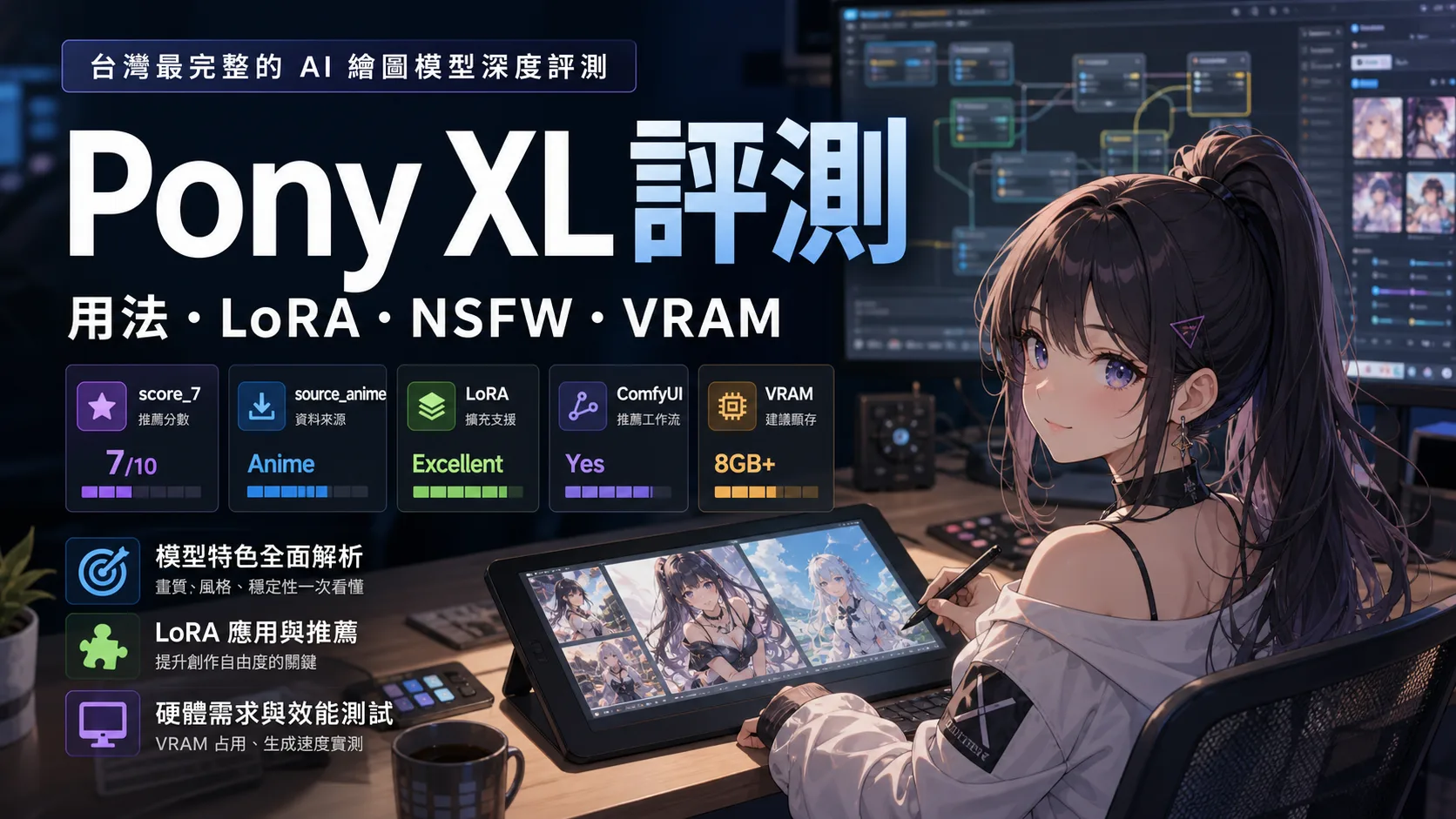 Pony XL 評測｜導入、用法、LoRA、NSFW、商用利用與 VRAM 需求