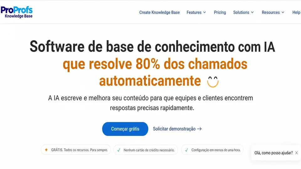 ProProfs Knowledge Base em português com recursos de IA e autoatendimento