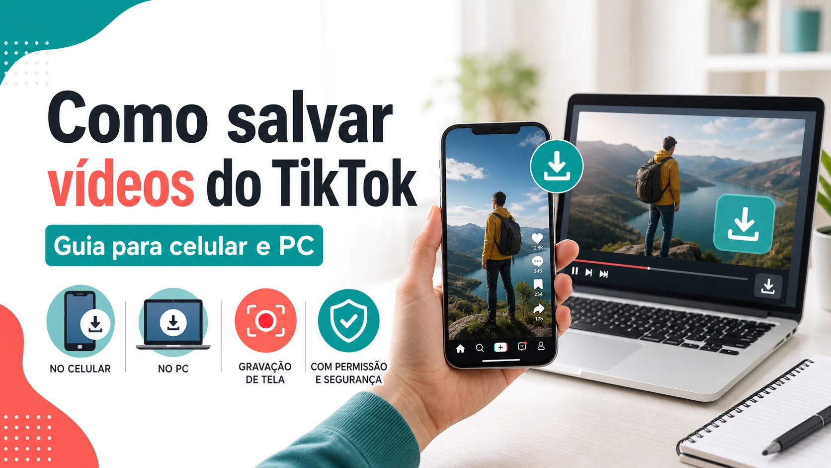 Capa do artigo Como salvar vídeos do TikTok no celular e PC
