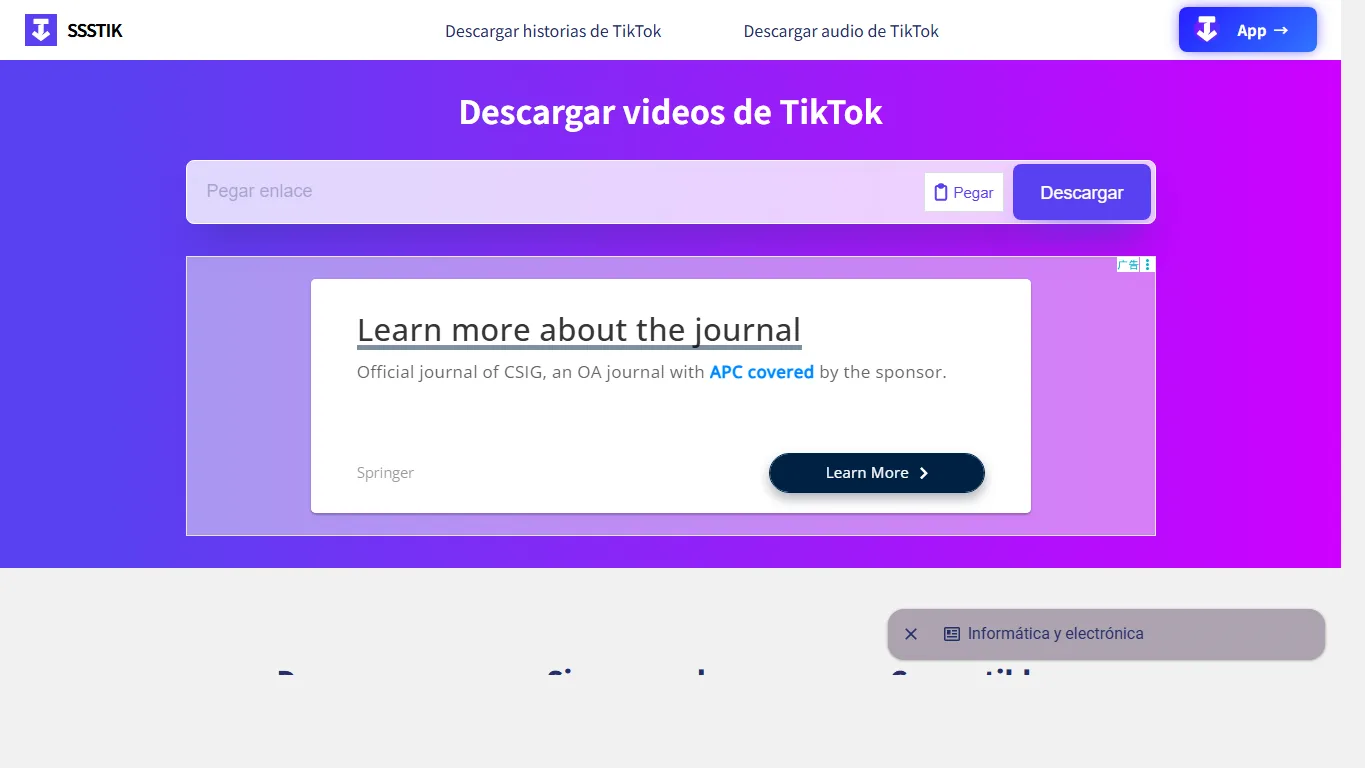 ssstik.io en español para guardar videos de TikTok