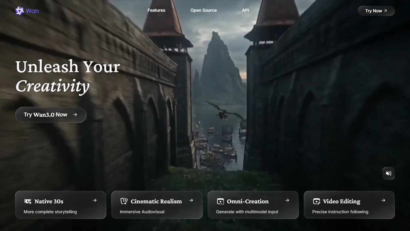 Wan AI official website screenshot