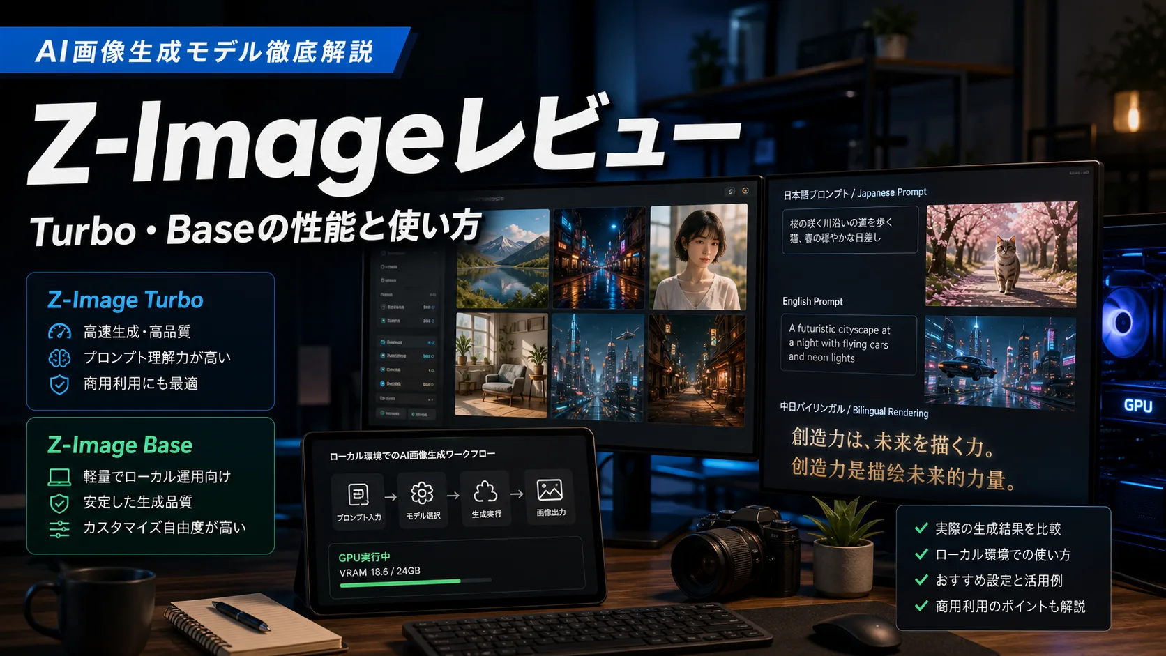 Z-Imageレビュー｜Turbo・Baseの性能、VRAM、LoRAと使い方を解説
