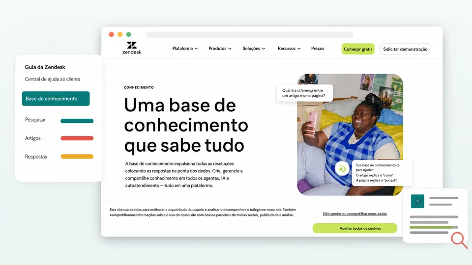 Zendesk Guide em português para criar uma central de ajuda integrada ao suporte