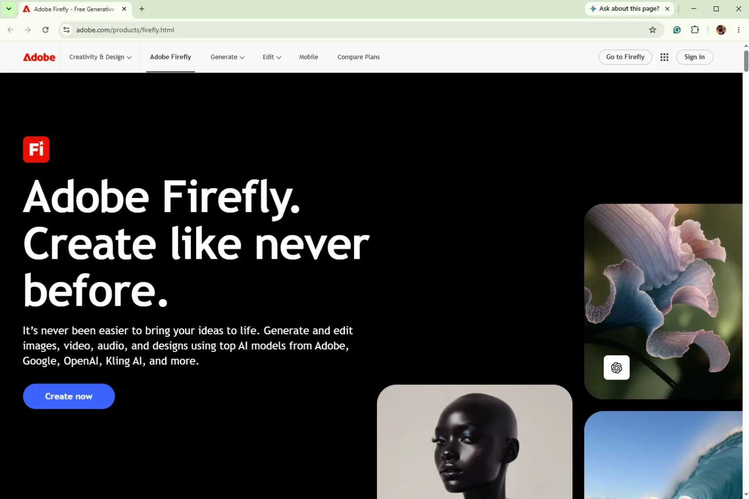 Adobe Fireflyのスクリーンショット