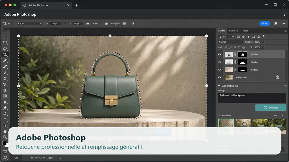 Adobe Photoshop avec des outils d'édition d'images par IA