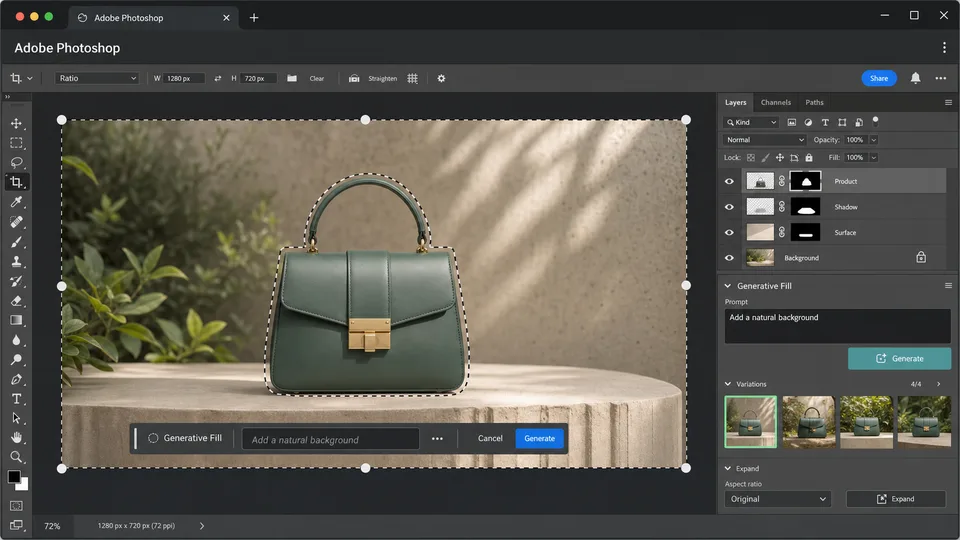 Adobe Photoshop AI image editor interface