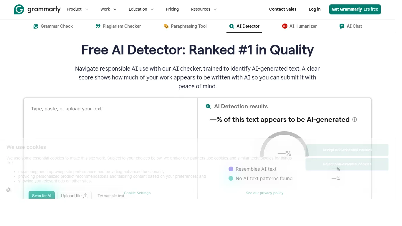Grammarly AI Detector screenshot