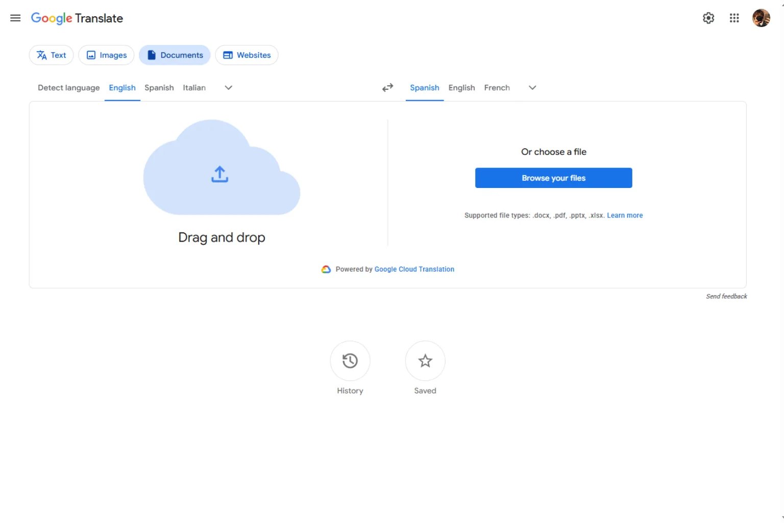 Google Translate PDF translator