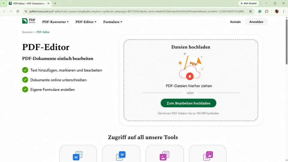 Adobe Acrobat AI Assistant auf Deutsch
