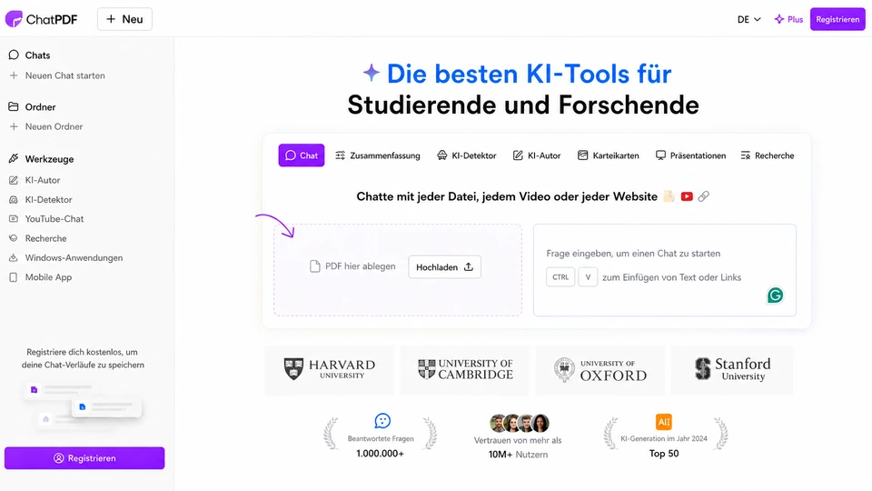 ChatPDF für Gespräche mit Dokumenten auf Deutsch