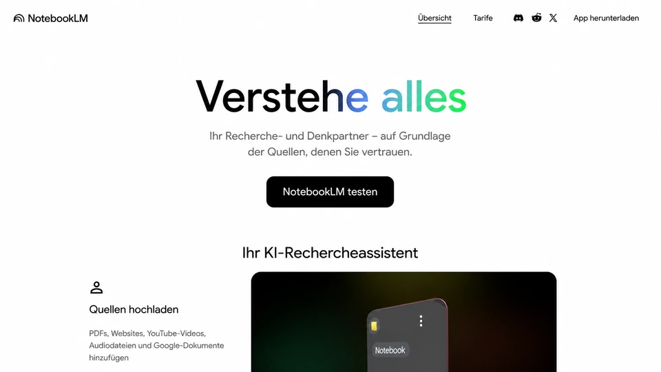 NotebookLM für die Recherche mit mehreren Quellen