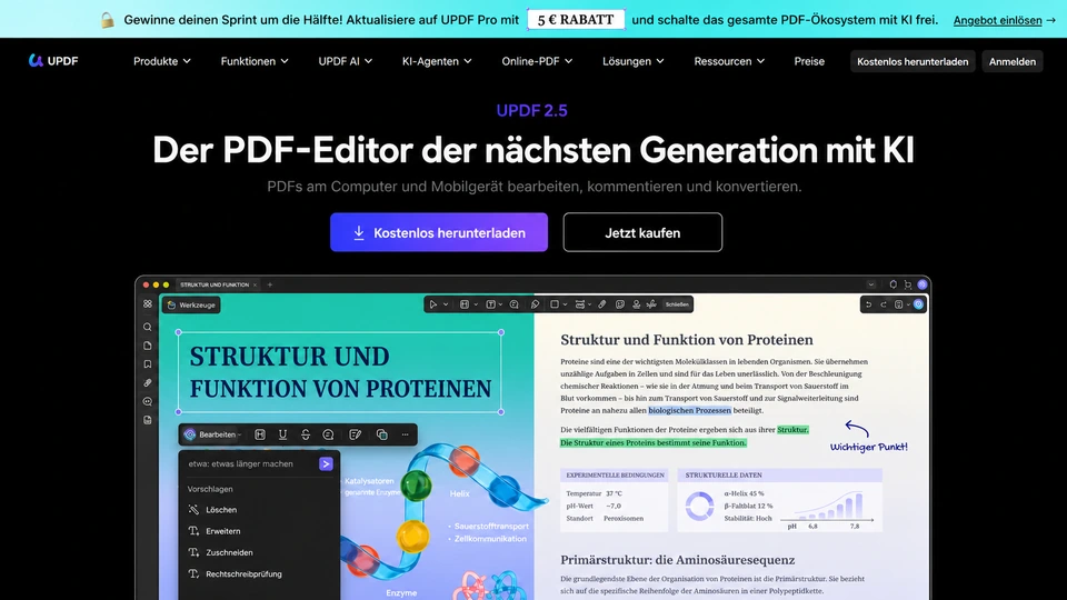 UPDF AI zum Lesen, Bearbeiten und Kommentieren von PDFs