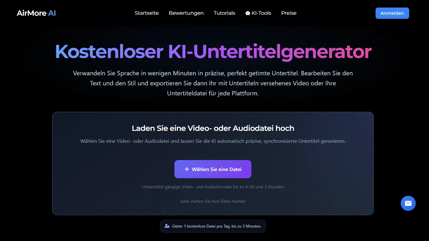 AirMore KI-Untertitelgenerator screenshot
