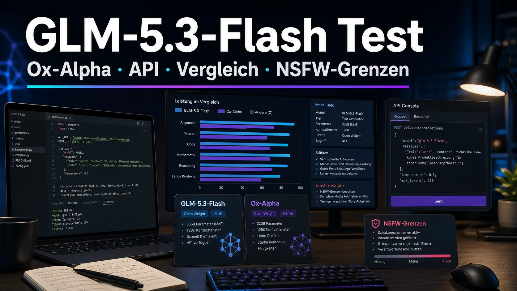 GLM-5.3-Flash Test: Ox-Alpha, API, Benchmarks und NSFW-Grenzen