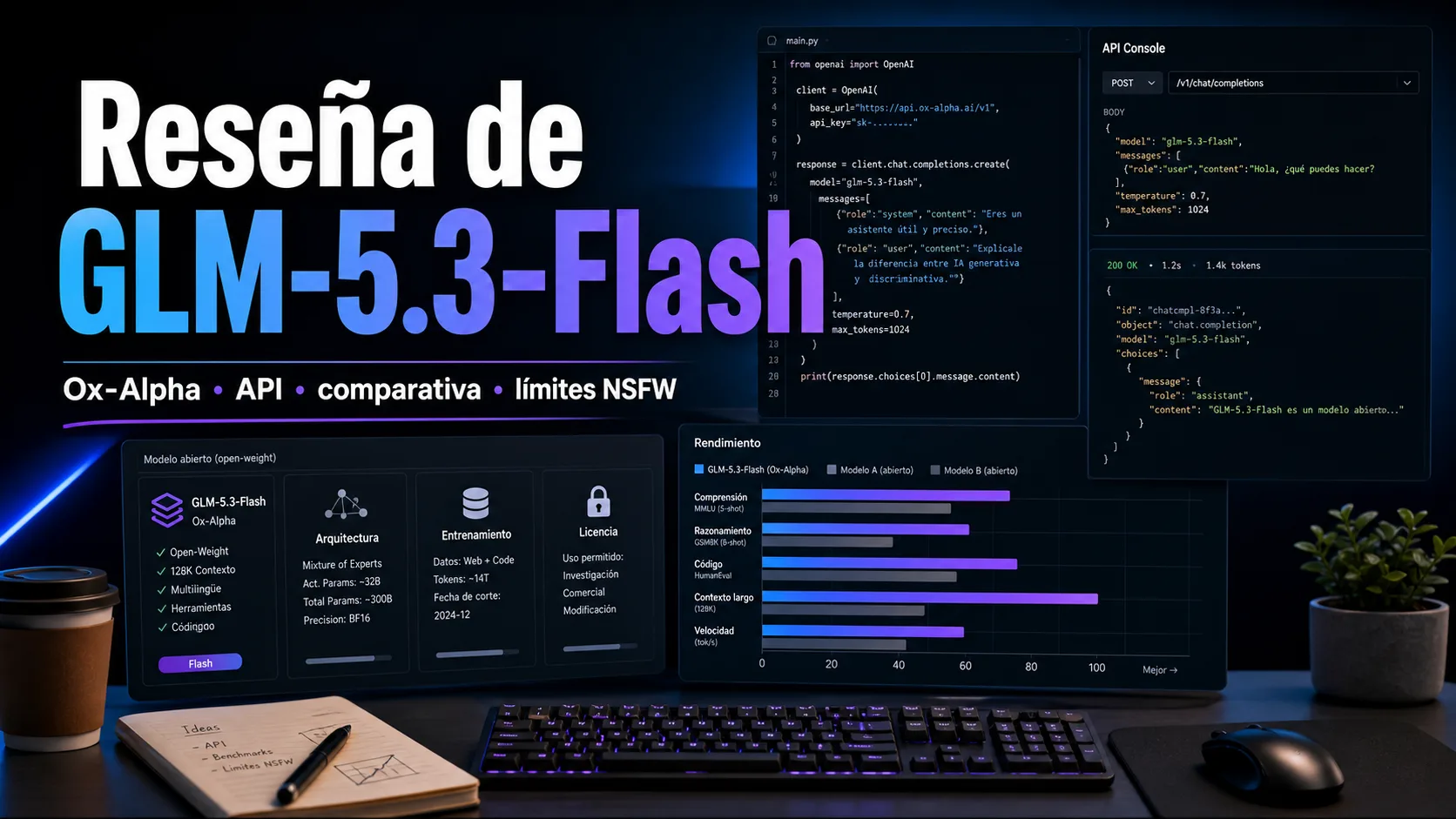 Reseña de GLM-5.3-Flash: Ox-Alpha, API, benchmarks y límites NSFW cover image
