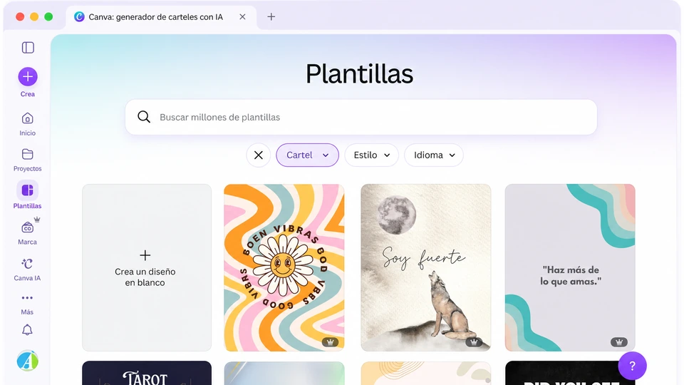 Canva para crear carteles con IA