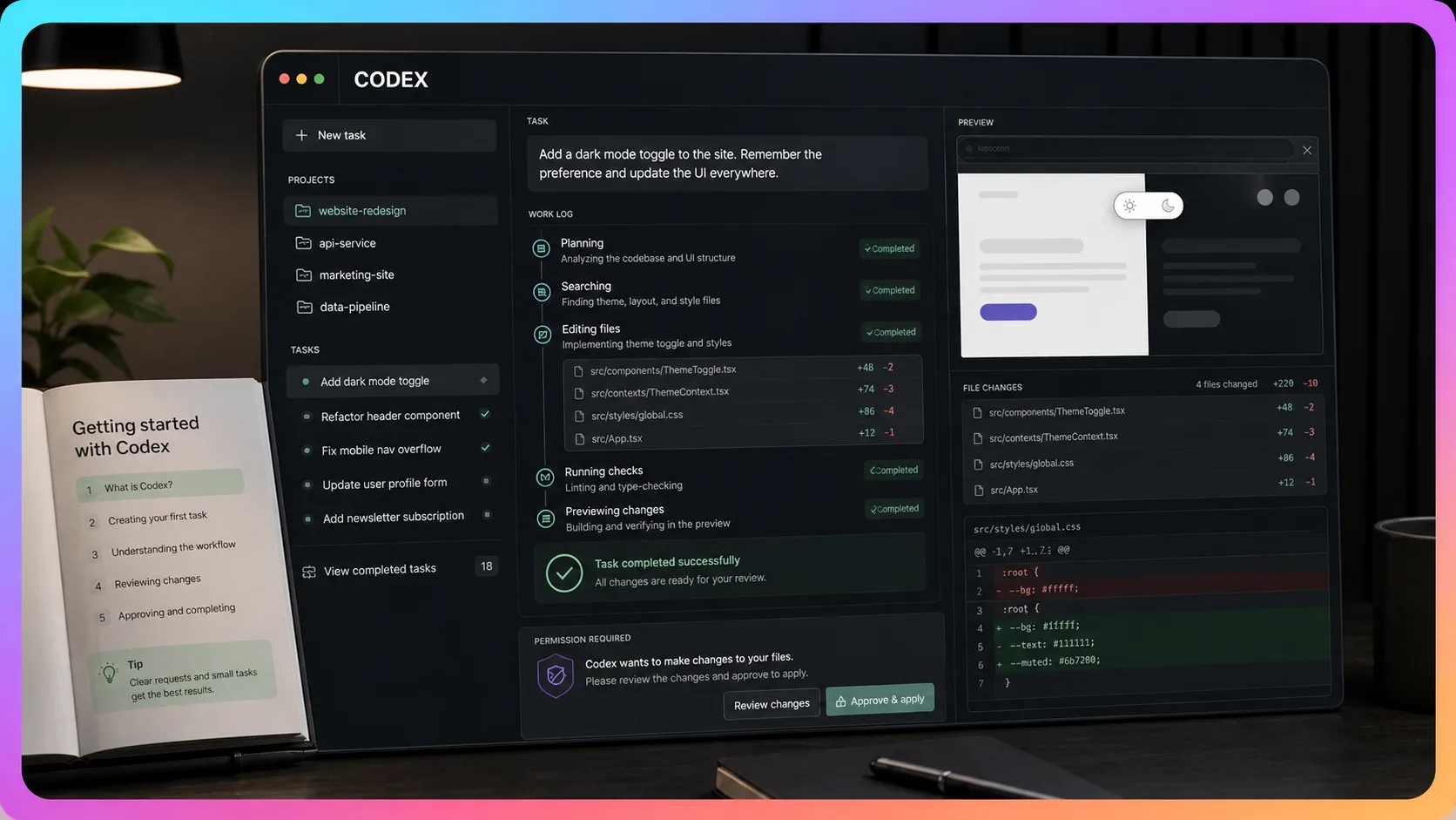 ChatGPT 中的 Codex 完整使用指南介面示意圖