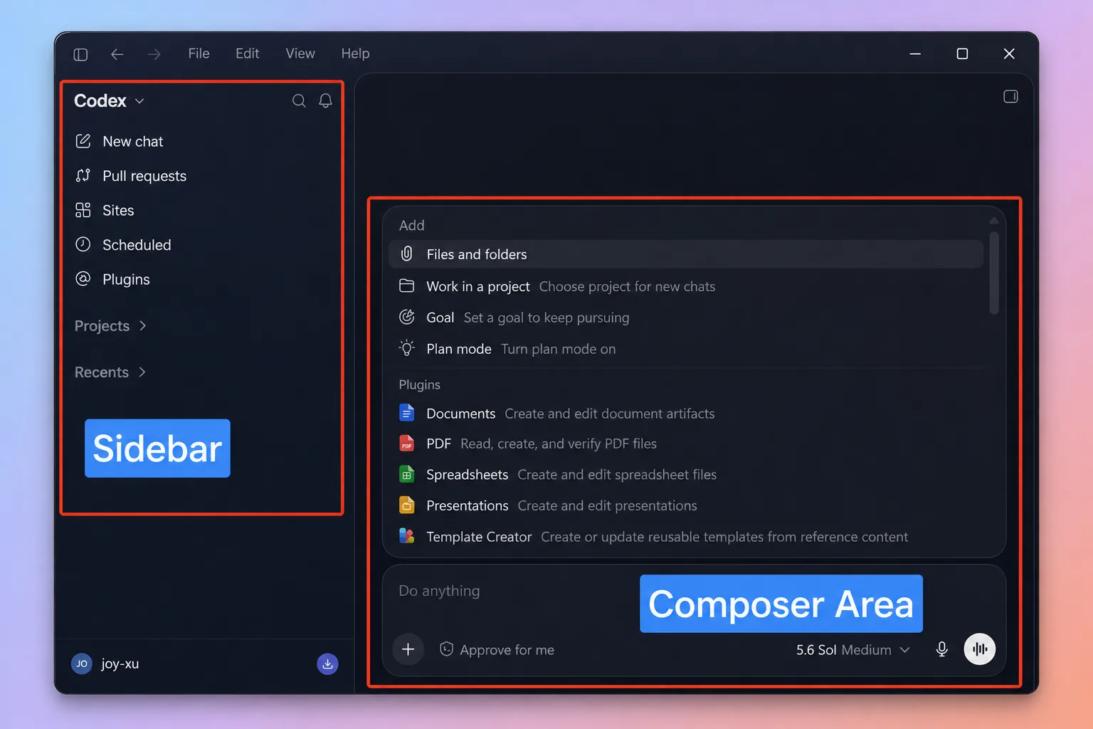 codex sidebar