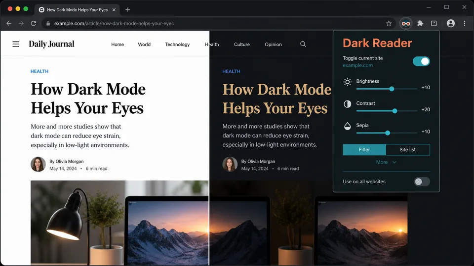 Dark Reader Chrome extension