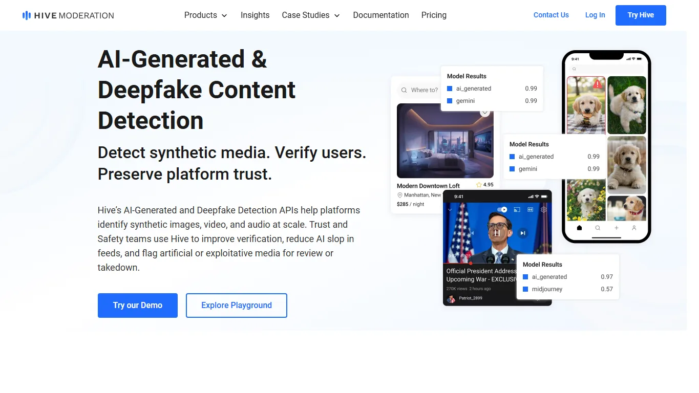 Captura de pantalla de Hive AI-Generated Content Detection