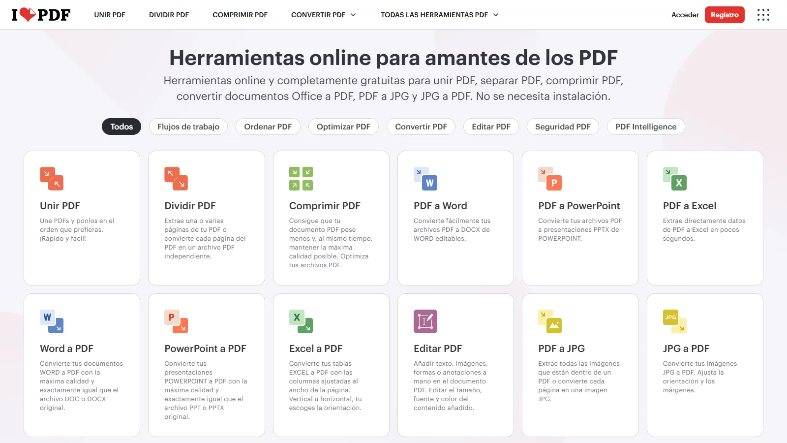 Captura de pantalla de iLovePDF
