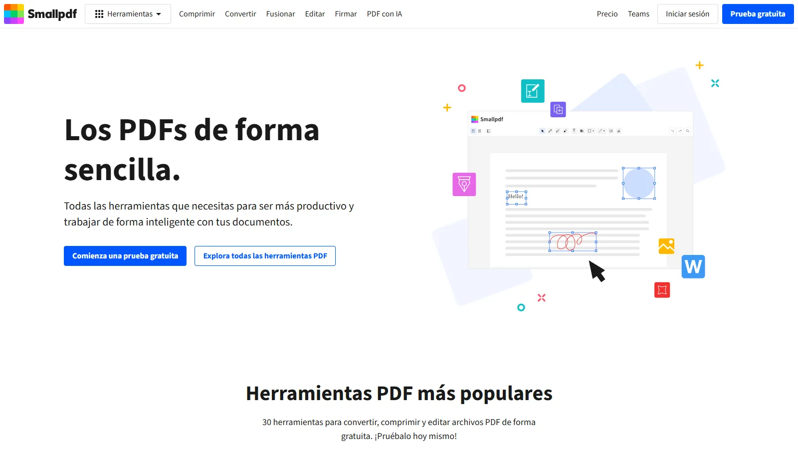 Captura de pantalla de Smallpdf