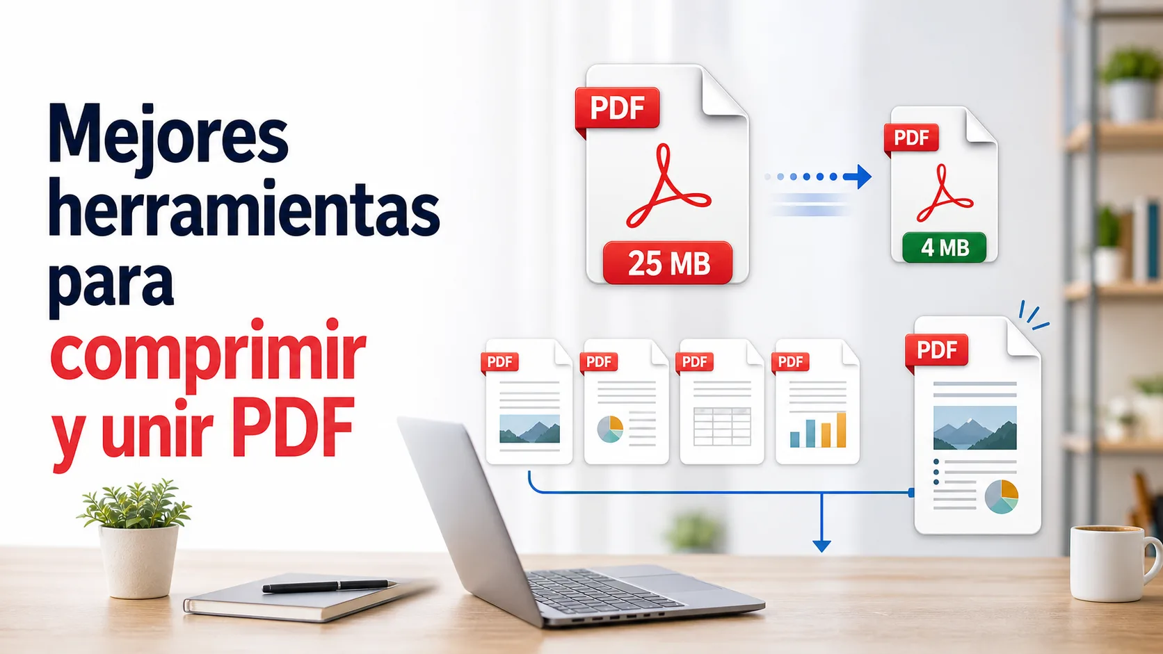 Mejores herramientas para comprimir y unir PDF: reducir tamaño y combinar archivos