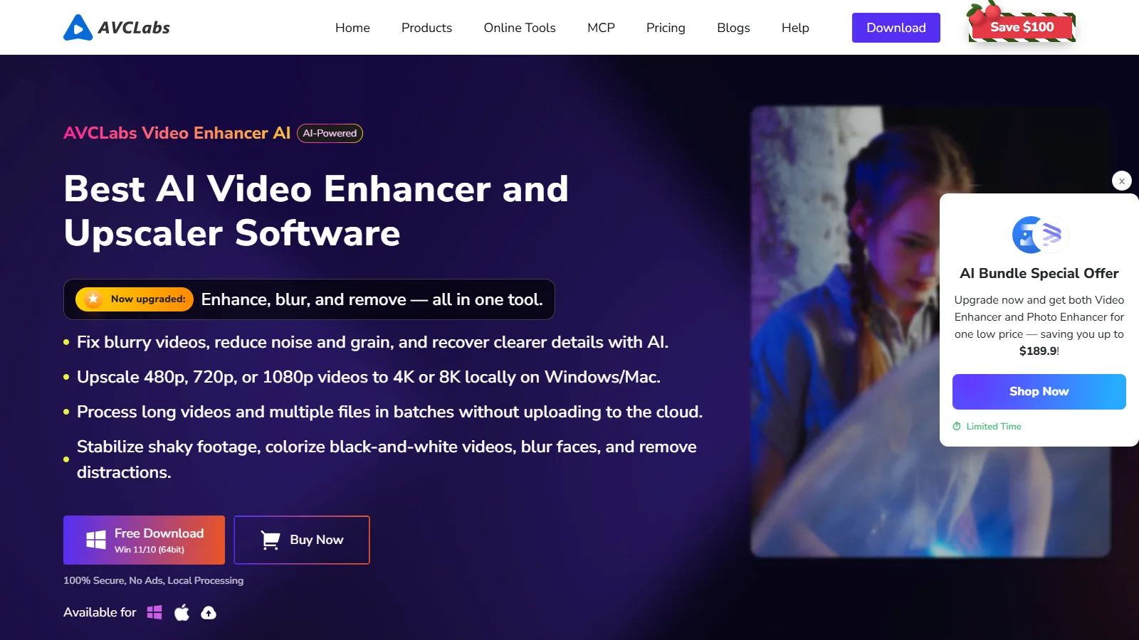 Captura de pantalla de AVCLabs Video Enhancer AI